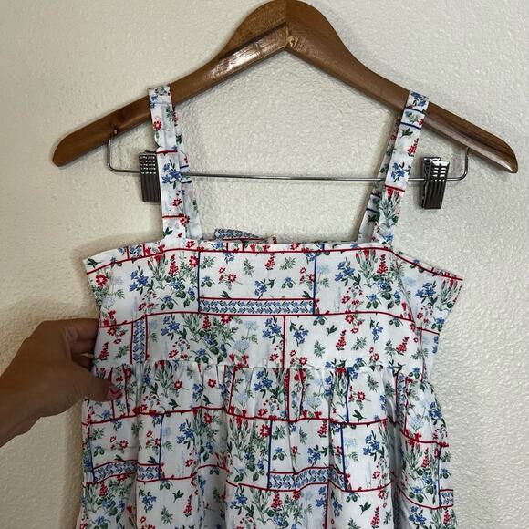 JANIE AND JACK Big Girl Dress Size 14 White Red Blue Floral Patchwork Summer NEW - Picture 2 of 8